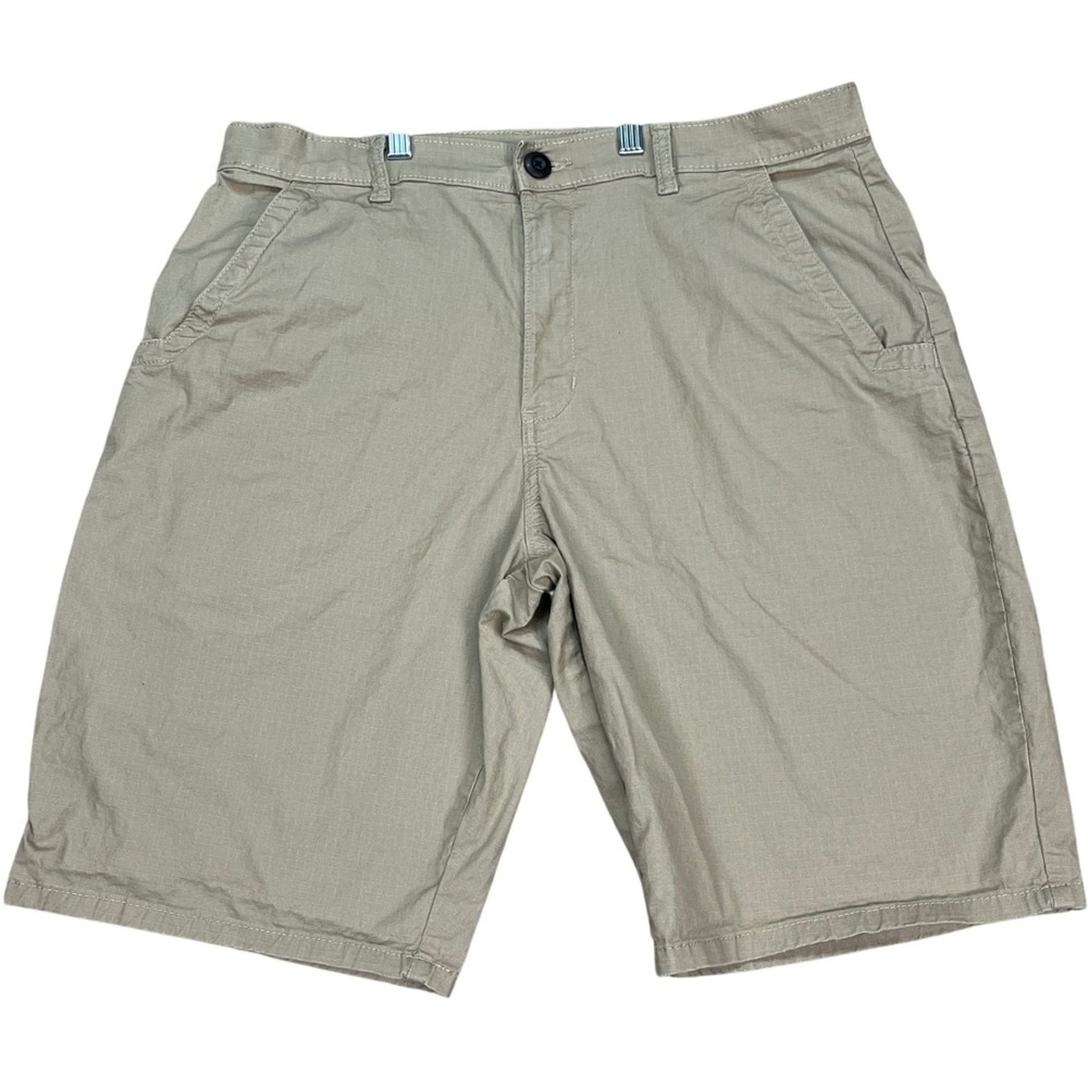 Genuine Dickies Shorts Mens 34 Khaki Tan Pocket Utility Flat Front 5 Pocket EUC